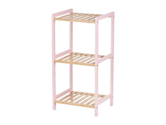 Berilo Estantería Cuadrada 3 Estantes Bambú Rosa 35x70x30 cm