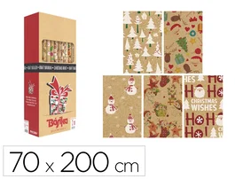 Basika Papel de regalo kraft Navidad diseños surtidos 70 x 200 cm