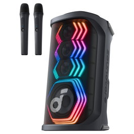 Anker Soundcore Rave 3S Altavoz Bluetooth 200W Partybox Karaoke con IA, IPX4, Luces Sincronizadas al Ritmo, Auracast e Incluye 2 Micrófonos Inalámbricos