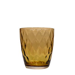 Summa Optic Vaso Ámbar de Vidrio, 25 cl, Altura 90 mm, Borde Grueso, Cristalería (Set de 6)