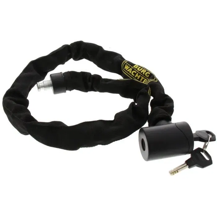 Burg Wachter Candado de Cadena para Bicicleta 580 90 Negro Acero 6mm Textil Alta Resistencia 2 Llaves Burg Wachter Candado de Cadena para Bicicleta 580 90 Negro Acero 6mm Textil Alta Resistencia 2 Llaves