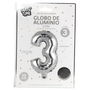 Party Time Globo Cifra 3 Plata Altura 35 cm