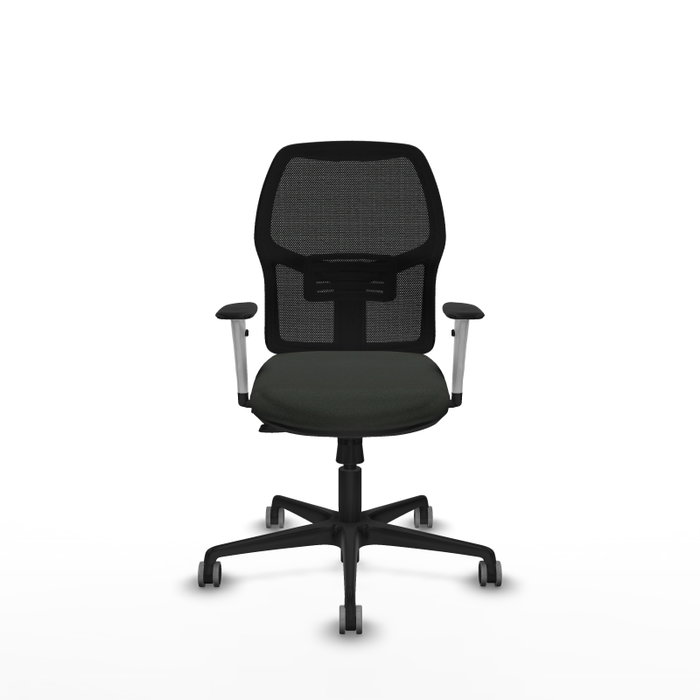 Alfera Buena silla de oficina con brazos blancos, mecanismo Sincro/Traslack, apoyo lumbar regulable y respaldo fijo para un cómodo asiento silla oficina