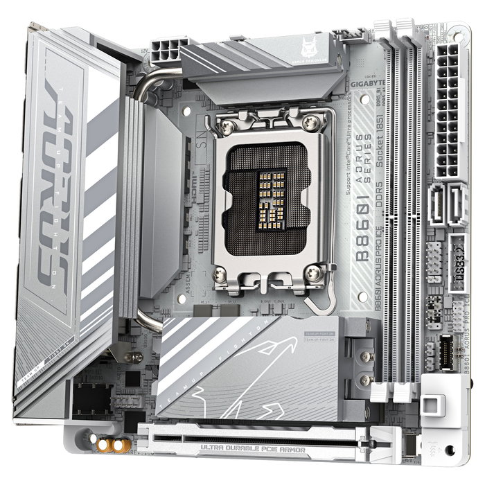 Gigabyte B860I AORUS PRO ICE Placa Base Mini ITX - Intel LGA 1851, DDR5 9200MHz, WiFi 7, Thunderbolt 4, PCIe 5.0, M.2, LAN 2.5 GbE, Blanco