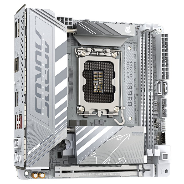Gigabyte B860I AORUS PRO ICE Placa Base Mini ITX - Intel LGA 1851, DDR5 9200MHz, WiFi 7, Thunderbolt 4, PCIe 5.0, M.2, LAN 2.5 GbE, Blanco