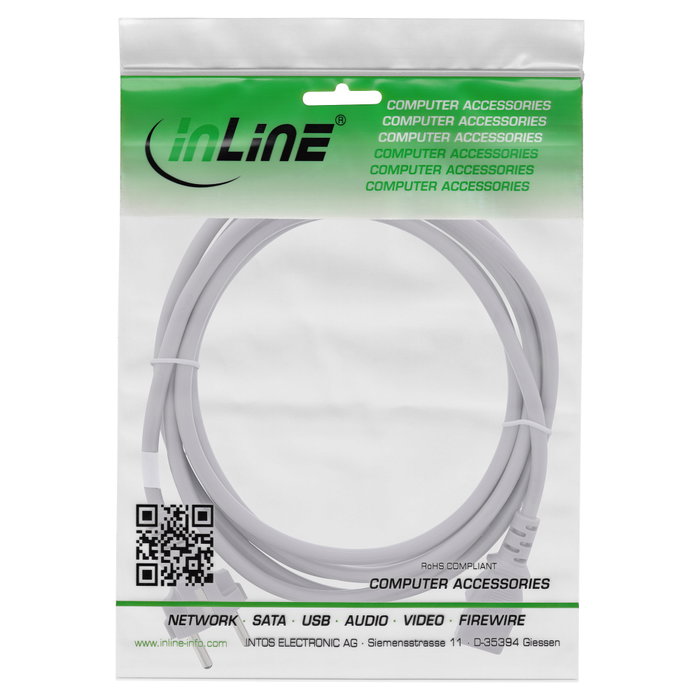 InLine Cable de alimentación 16647D C13 a CEE7/7, 5m, Gris