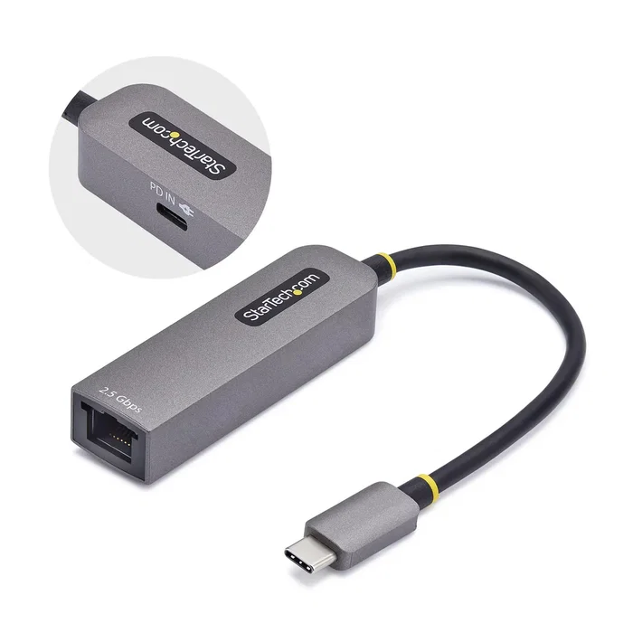 StarTech Adaptador 2GPD3-USB-C-ETHERNET USB-C a Ethernet 2.5GbE con PD de 100W para MacBook, Chromebook, Portátil, iPhone - Chipset Realtek - Compatible con Windows, macOS, Linux