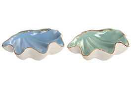 DKD Home Decor Centro de Mesa Gres Hangzhou Design 26a Concha Surtido 2 Unidades