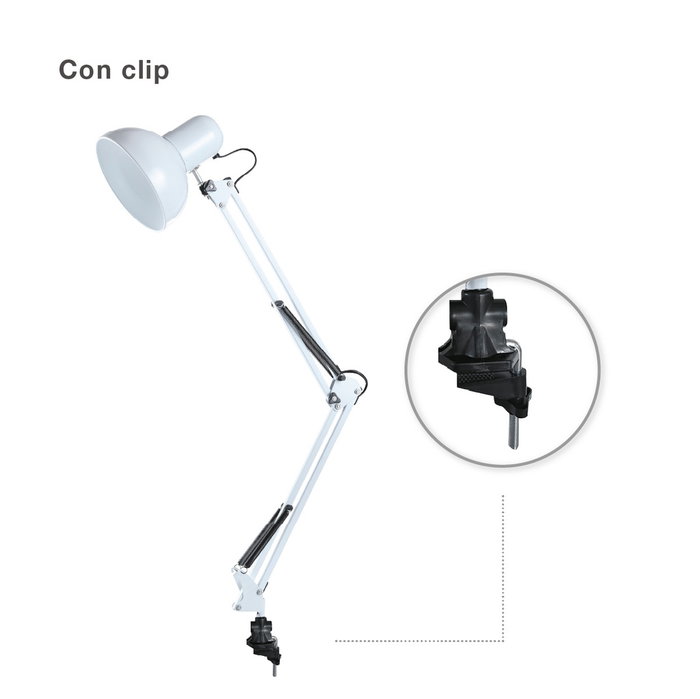 GSC Evolution Flexo de sobremesa con clip Blanco E27 40W