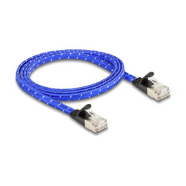 DeLOCK Cable de red plano RJ45 Cat.6A U/FTP 1 m azul