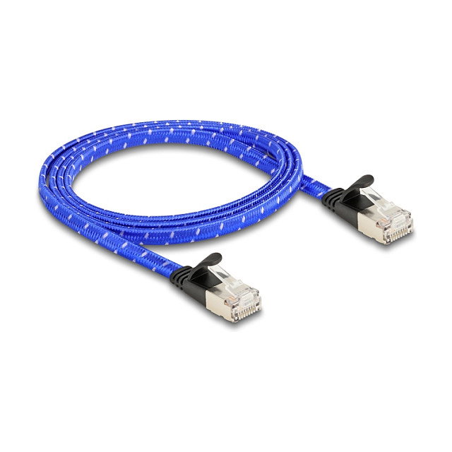 DeLOCK Cable de red plano Cat.6A U/FTP 1 m azul con revestimiento trenzado DeLOCK Cable de red plano Cat.6A U/FTP 1 m azul con revestimiento trenzado