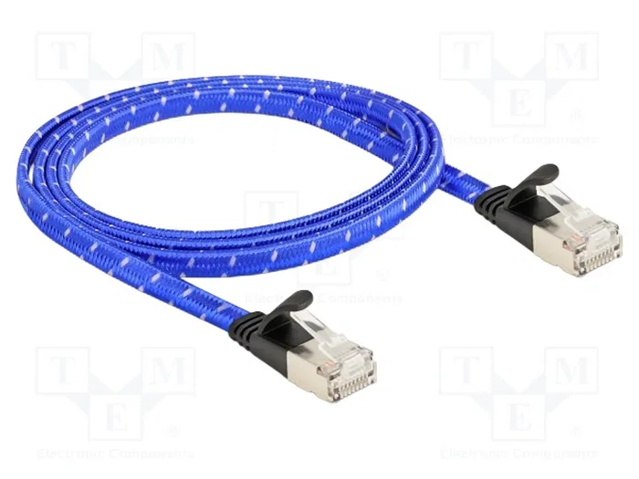 DeLOCK Cable de red plano Cat.6A U/FTP 1 m azul con revestimiento trenzado DeLOCK Cable de red plano Cat.6A U/FTP 1 m azul con revestimiento trenzado
