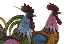DKD Home Decor Figura de Metal Gallo Surtido de 2 Piezas Multicolor