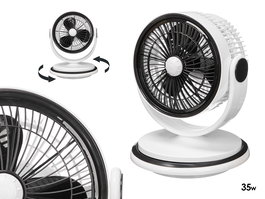 Argon Ventilador de Sobremesa Giratorio, 35W, 2 Velocidades, Color Blanco y Negro, Dimensiones 26x35x26 cm (Set de 4)