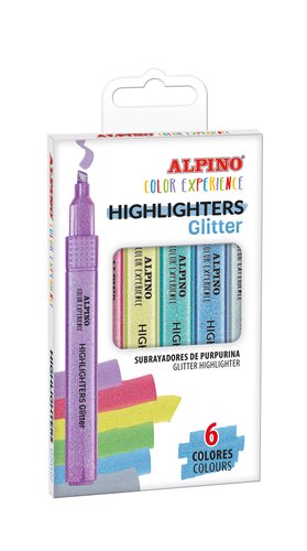 Alpino Estuche 6 Subrayadores Glitter Color Experience