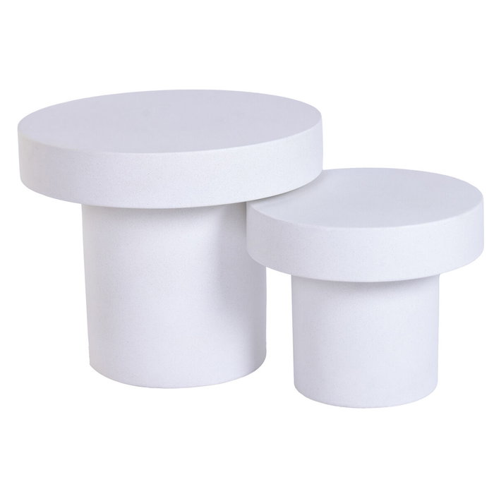 DKD Home Decor Set de 2 Mesas Auxiliares de GRC 60x60x50 cm Blanco