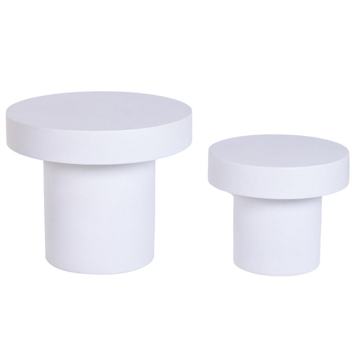 DKD Home Decor Set de 2 Mesas Auxiliares de GRC 60x60x50 cm Blanco