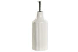DKD Home Decor Aceitera de Porcelana e Inox 350ml Blanco