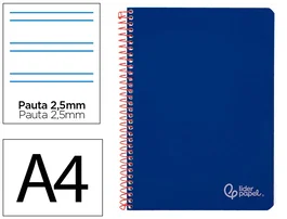 Liderpapel Cuaderno Espiral A4 Witty Tapa Dura 80 Hojas 90gr Pauta 2,5mm con Margen Color Azul Oscuro