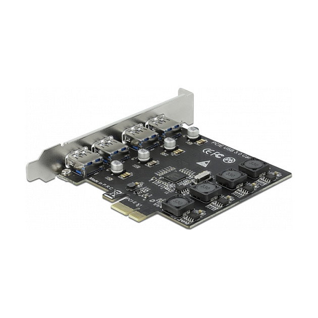 DeLOCK Tarjeta PCI Express x1 a 4 Puertos Externos USB Tipo-A SuperSpeed 5 Gbps USB 3.2 Gen 1 (PCIe 2.0), Para Windows 10/8 y Linux DeLOCK Tarjeta PCI Express x1 a 4 Puertos Externos USB Tipo-A SuperSpeed 5 Gbps USB 3.2 Gen 1 (PCIe 2.0), Para Windows 10/8 y Linux