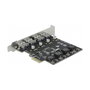 DeLOCK Tarjeta PCI Express x1 a 4 Puertos Externos USB Tipo-A SuperSpeed 5 Gbps USB 3.2 Gen 1 (PCIe 2.0), Para Windows 10/8 y Linux