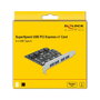DeLOCK Tarjeta PCI Express x1 a 4 Puertos Externos USB Tipo-A SuperSpeed 5 Gbps USB 3.2 Gen 1 (PCIe 2.0), Para Windows 10/8 y Linux