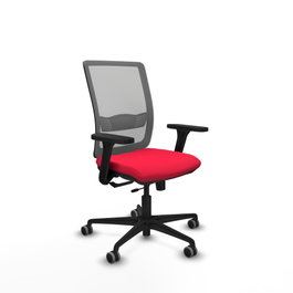 PIQUERAS Y CRESPO Silla de oficina Haches con mecanismo Sincro/Traslack, Rojo y Gris