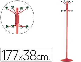 Sie Perchero Metálico Pie 8 Colgadores Rojo 177x38 cm