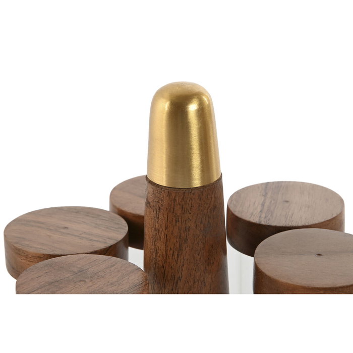 DKD Home Decor Set de 6 Especieros de Acacia e Inox Natural