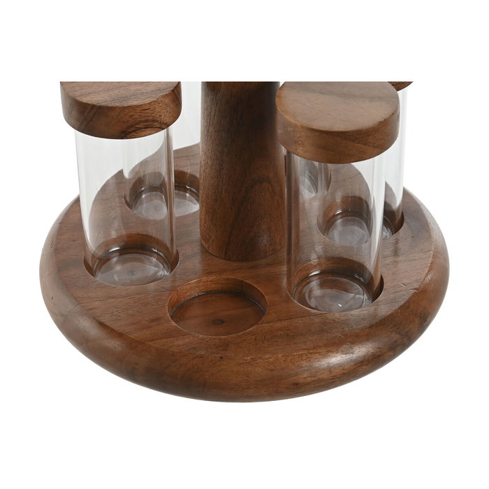 DKD Home Decor Set de 6 Especieros de Acacia e Inox Natural