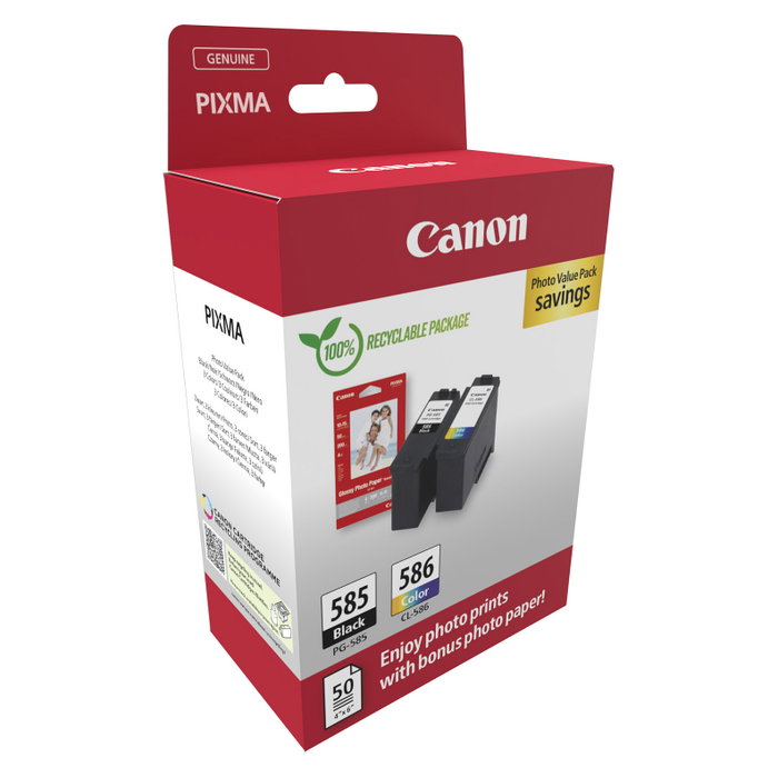 Canon PG-585 CL-586 2er-Set Original Canon Tintenpatronen Schwarz Color + Fotopapier Canon PG-585 CL-586 2er-Set Original Canon Tintenpatronen Schwarz Color + Fotopapier