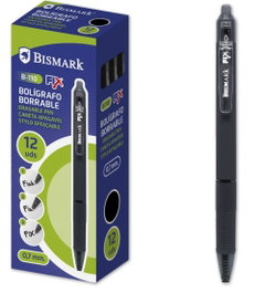 POESSA Pack de 12 Bolígrafos Bismark Negro Borrable Retráctil 0,7mm