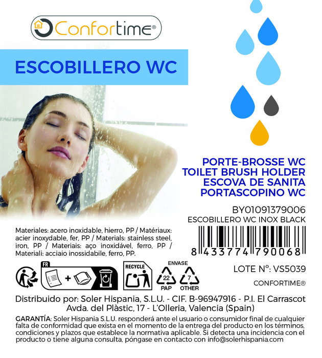 Confortime Escobillero WC Inox Black Confortime Escobillero WC Inox Black