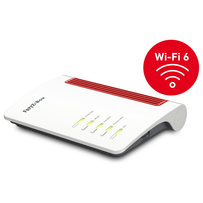 FRITZ!Box 7530 AX Router WiFi 6 Dual-Band con DSL, 4 puertos Gigabit Ethernet, VoIP DECT y soporte 3G, Color Blanco