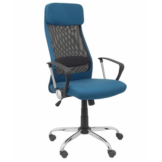 FORÖL Silla de Oficina Esteras con Mecanismo Basculante, Asiento Turquesa y Respaldo de Malla Negro