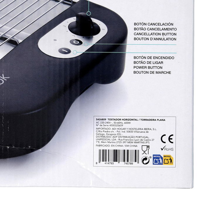 Tostador Horizontal Gallery DCook 600 W