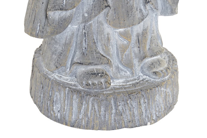 DKD Home Decor Figura de Buda Envejecido en Fibra de Vidrio Gris