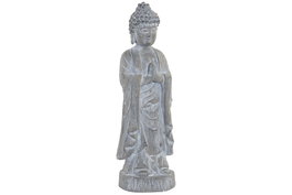 DKD Home Decor Figura de Buda Envejecido en Fibra de Vidrio Gris