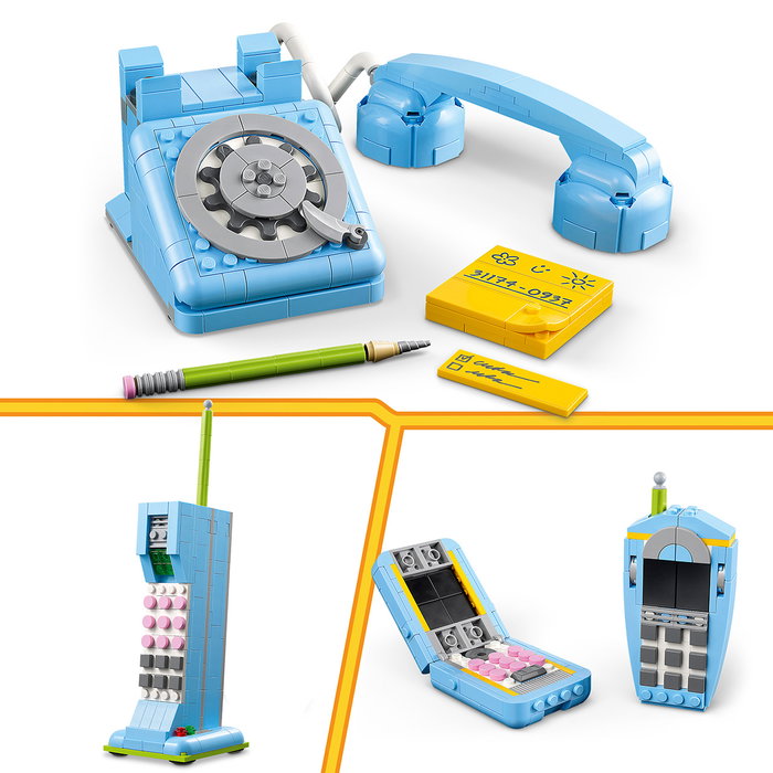 LEGO Creator 31174 Set de Construcción Teléfono Retro 3en1 con Disco Giratorio y Notas Adhesivas, Juguete de Decoración para +8 Años