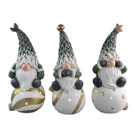 DKD Home Decor Figura Navidad Alpina Led Magnesia Verde Blanco Dorado 21.5 x 55 x 23 cm (3 Unidades)
