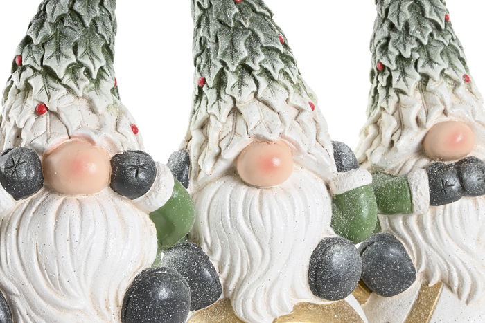 DKD Home Decor Figura Navidad Alpina Led Magnesia Verde Blanco Dorado 21.5 x 55 x 23 cm (3 Unidades)