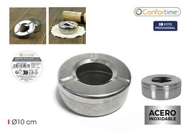 Inde Cenicero de Acero con Depósito de Agua, 9.4 x 9.4 x 3.2 cm (10 cm de Diámetro), Confortime - Color Plata (24 Unidades)
