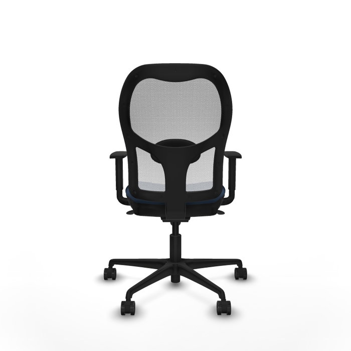 Silla de oficina Jorquera con mecanismo Sincro tapizada con Similpiel color Azul marino y malla color Blanco. Equipada con lumbar 1D, Brazos 1D y Ruedas 65mm nailon Silla de oficina Jorquera con mecanismo Sincro tapizada con Similpiel color Azul marino y malla color Blanco. Equipada con lumbar 1D, Brazos 1D y Ruedas 65mm nailon