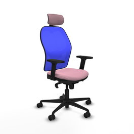 PIQUERAS Y CRESPO Silla de oficina Jorquera con mecanismo Sincro, tela Rosa y malla Azul
