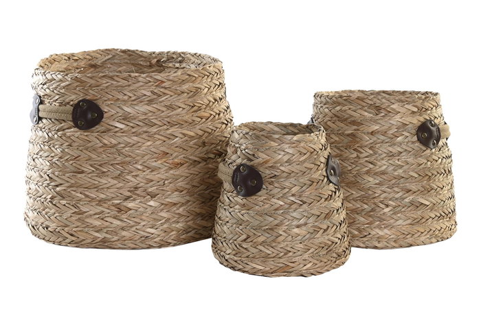 DKD Home Decor Set de 3 Cestas de Seagrass Natural 30x30x28 cm DKD Home Decor Set de 3 Cestas de Seagrass Natural 30x30x28 cm