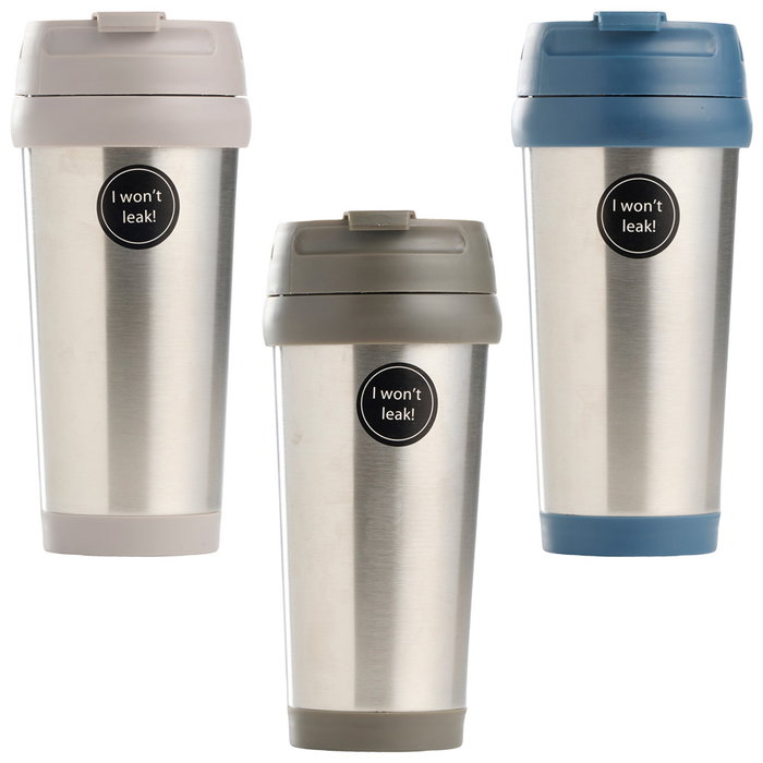 Day Mug Térmico 450 Ml | Tapa Antigoteo | Acero Inoxidable, Silicona y Plástico | Colores Surtidos (Azul Petróleo, Beige, Verde Oliva)