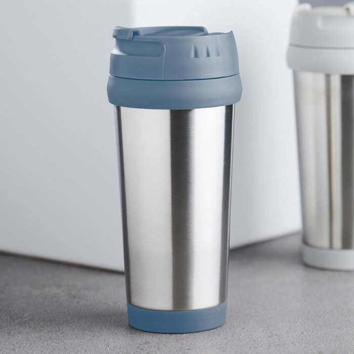 Day Mug Térmico 450 Ml | Tapa Antigoteo | Acero Inoxidable, Silicona y Plástico | Colores Surtidos (Azul Petróleo, Beige, Verde Oliva)