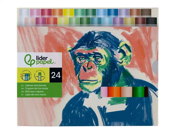 Liderpapel Lápices de cera blanda redonda colores surtidos, 24 unidades