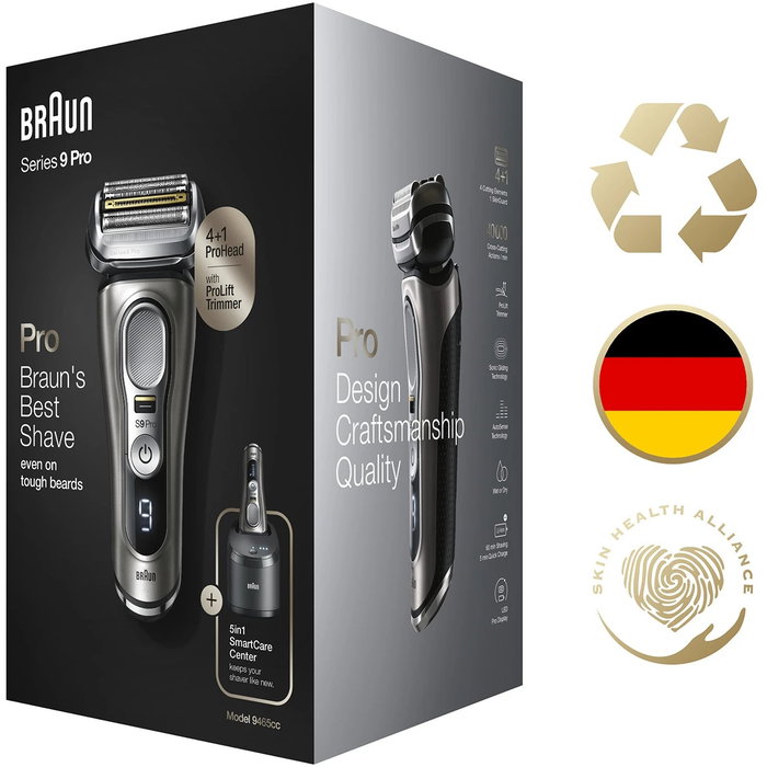 Braun Series 9 Pro 9485cc Máquina de Afeitar Eléctrica 9 Cabezales Negro Plata LED Lavable Batería Litio Incluye Estación Limpieza y Estuche Braun Series 9 Pro 9485cc Máquina de Afeitar Eléctrica 9 Cabezales Negro Plata LED Lavable Batería Litio Incluye Estación Limpieza y Estuche