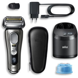 Braun Series 9 Pro 9485cc Máquina de Afeitar Eléctrica 9 Cabezales Negro Plata LED Lavable Batería Litio Incluye Estación Limpieza y Estuche